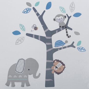 Lambs and Ivy Jungle Fun Wall Decals in Gray and Blue, , large
