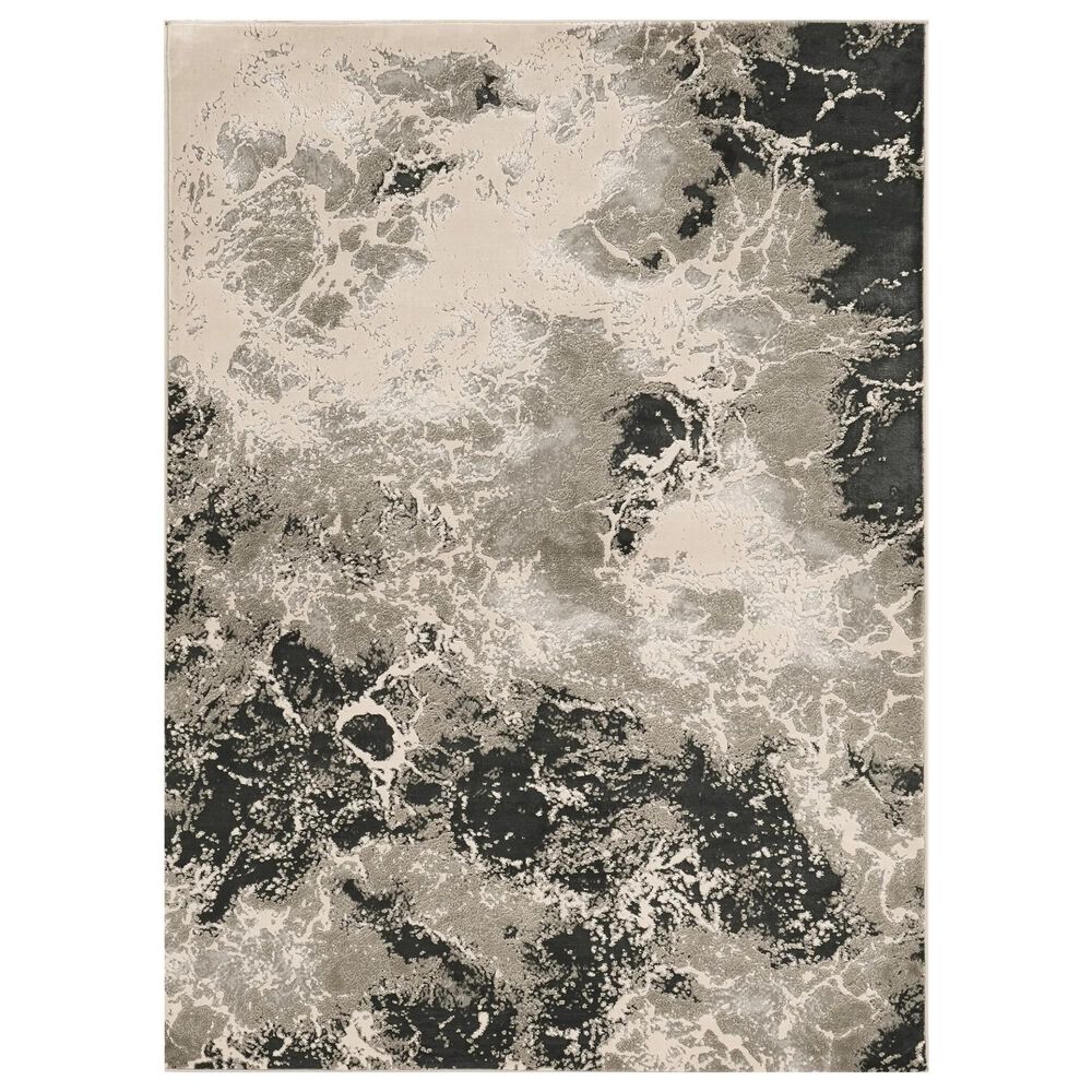 Kas Oriental Rugs Luna Nightscape 3"3" x 4"11" Silver Area Rug, , large