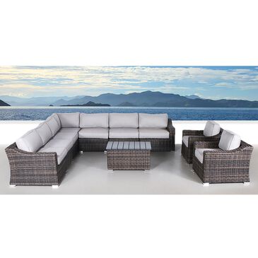 Living Source International 10-Piece Patio Sectional Set with Gray Cushion in Brown, , large