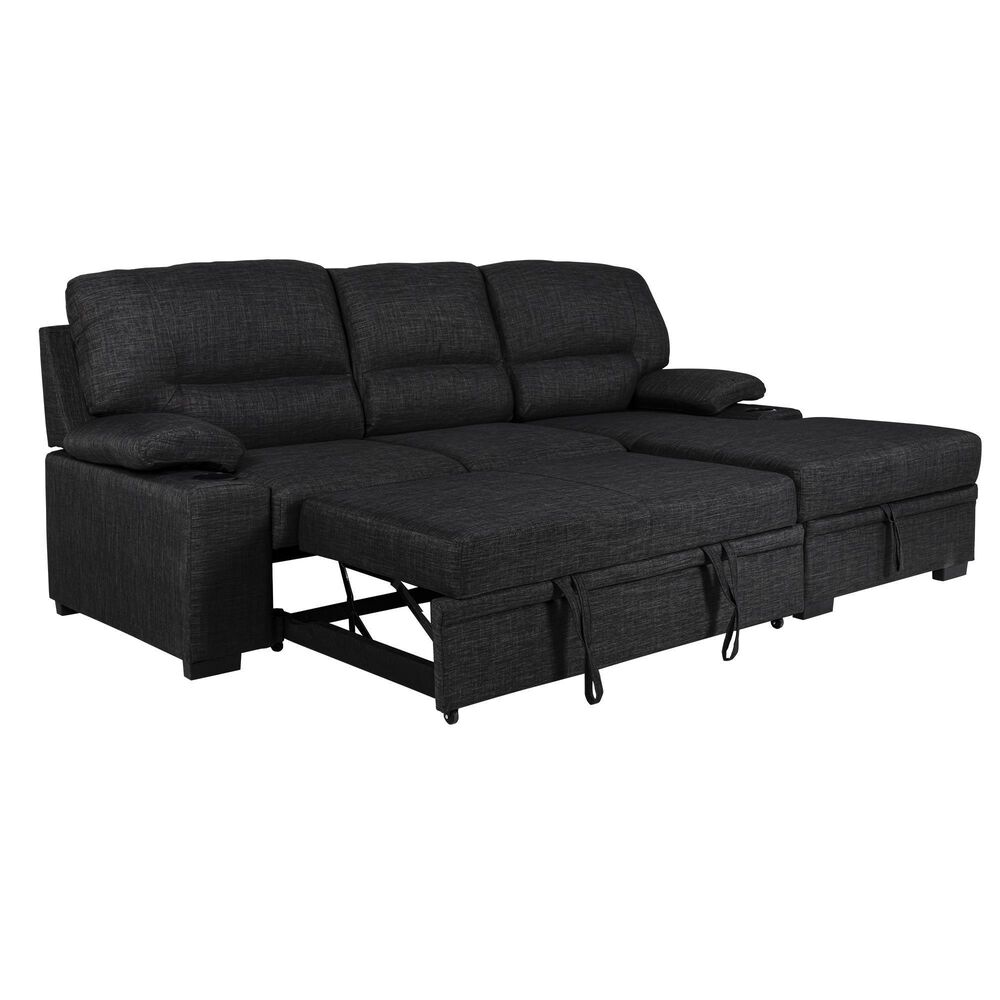 Primo Giuseppe Sofa with Storage Chaise in Charcoal Gray Nebraska