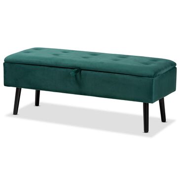 Baxton Studio Caine Storage Bench in Green, , large