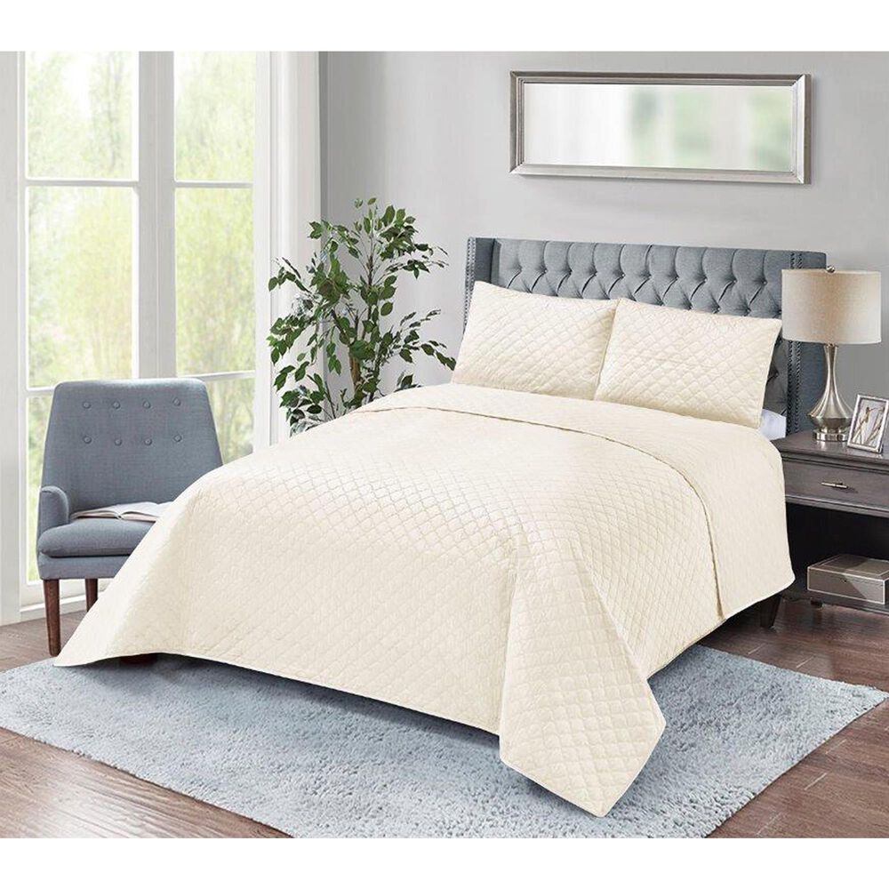 Duke Imports Virah Bella Micromink 3-Piece King Quilt Set in Moroccan Ivory, , large