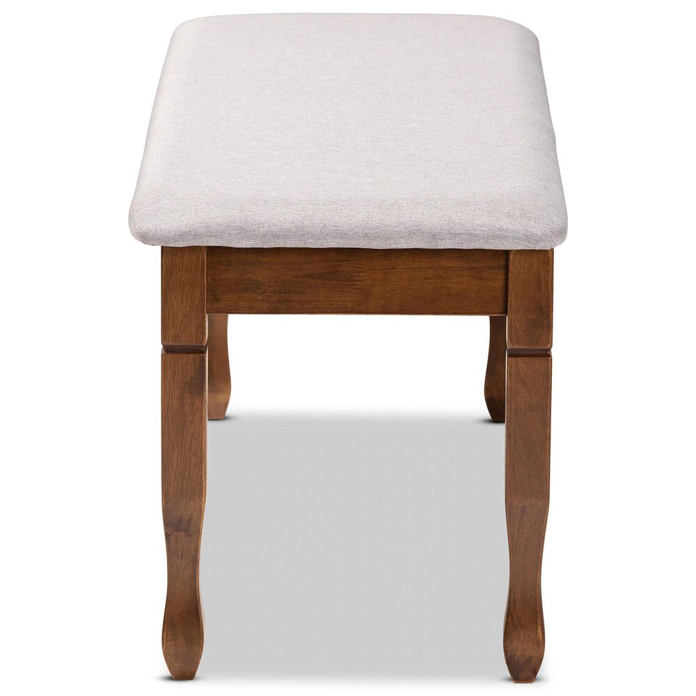 Baxton Studio Corey Dining Bench with Grey Cushion in Walnut Brown, , large