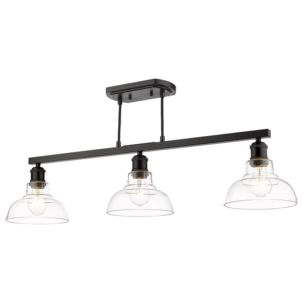 Golden Lighting Carver 3-Light Linear Pendant with Clear Shade in Matte Black, , large