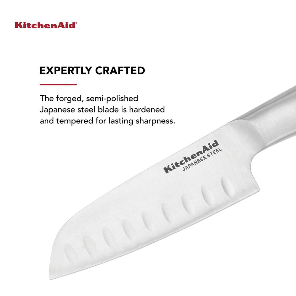 KitchenAid Gourmet 5&quot; Serrated Utility Knife with Blade Cover in Stainless Steel, , large