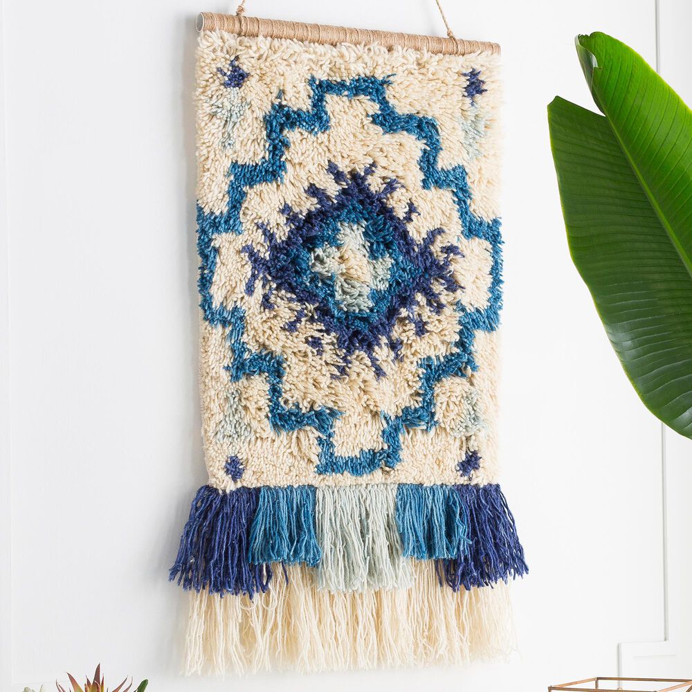 Surya Inc Santiago Wall Hanging in Blue and Cream, , large