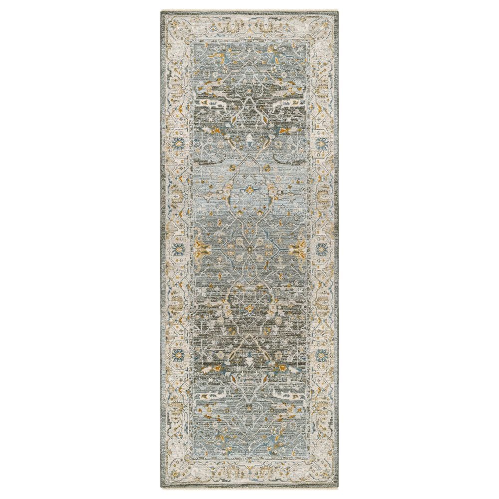 Surya Dresden Deep Teal, Dusty Sage, Taupe, Off-White, Light Gray, Olive and Mustard 2&#39;7&quot; x 7&#39;3&quot; Runner, , large