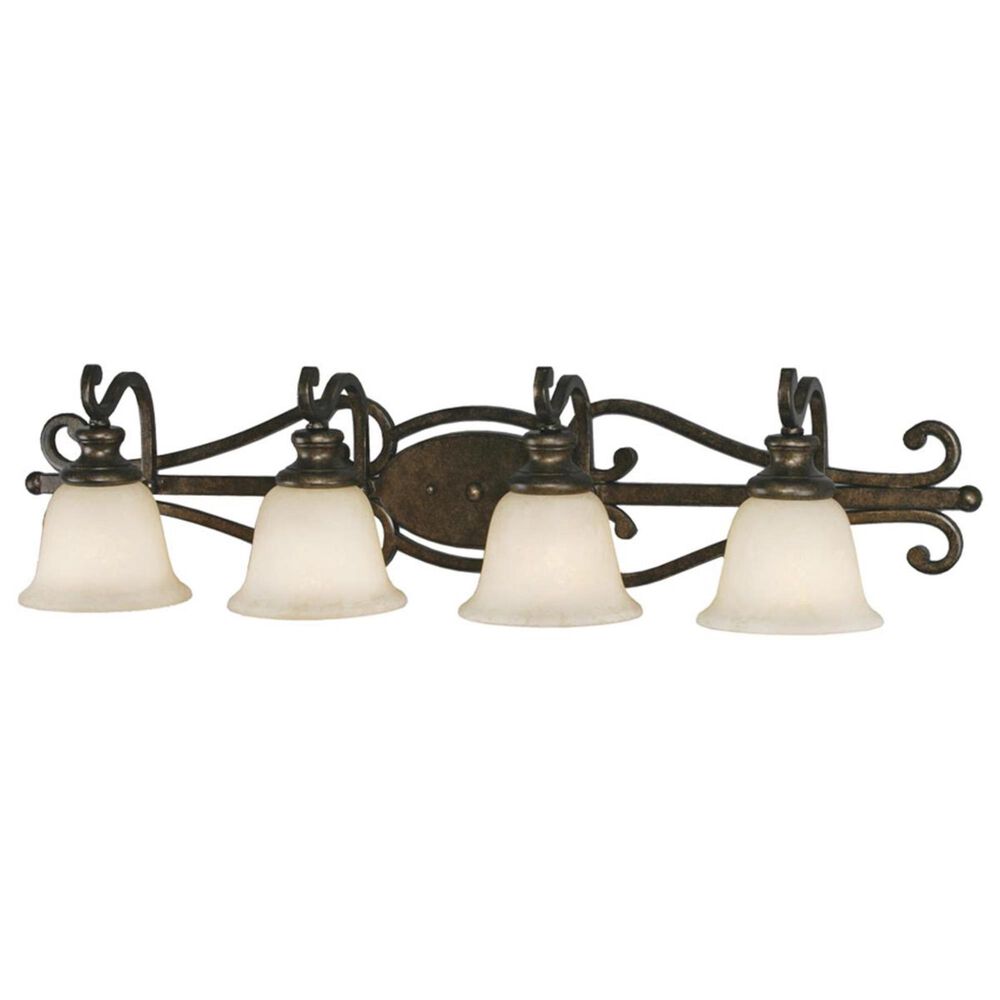Golden Lighting Heartwood 4-Light Bath Vanity in Burnt Sienna with Tea Stone Glass, , large