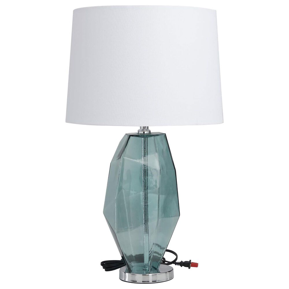 Maple and Jade Glass Angular Table Lamp in Teal, , large