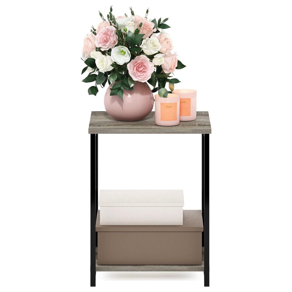 HOMLUX 2-Tier End Table with Open Shelf Storage Display in French Oak, , large