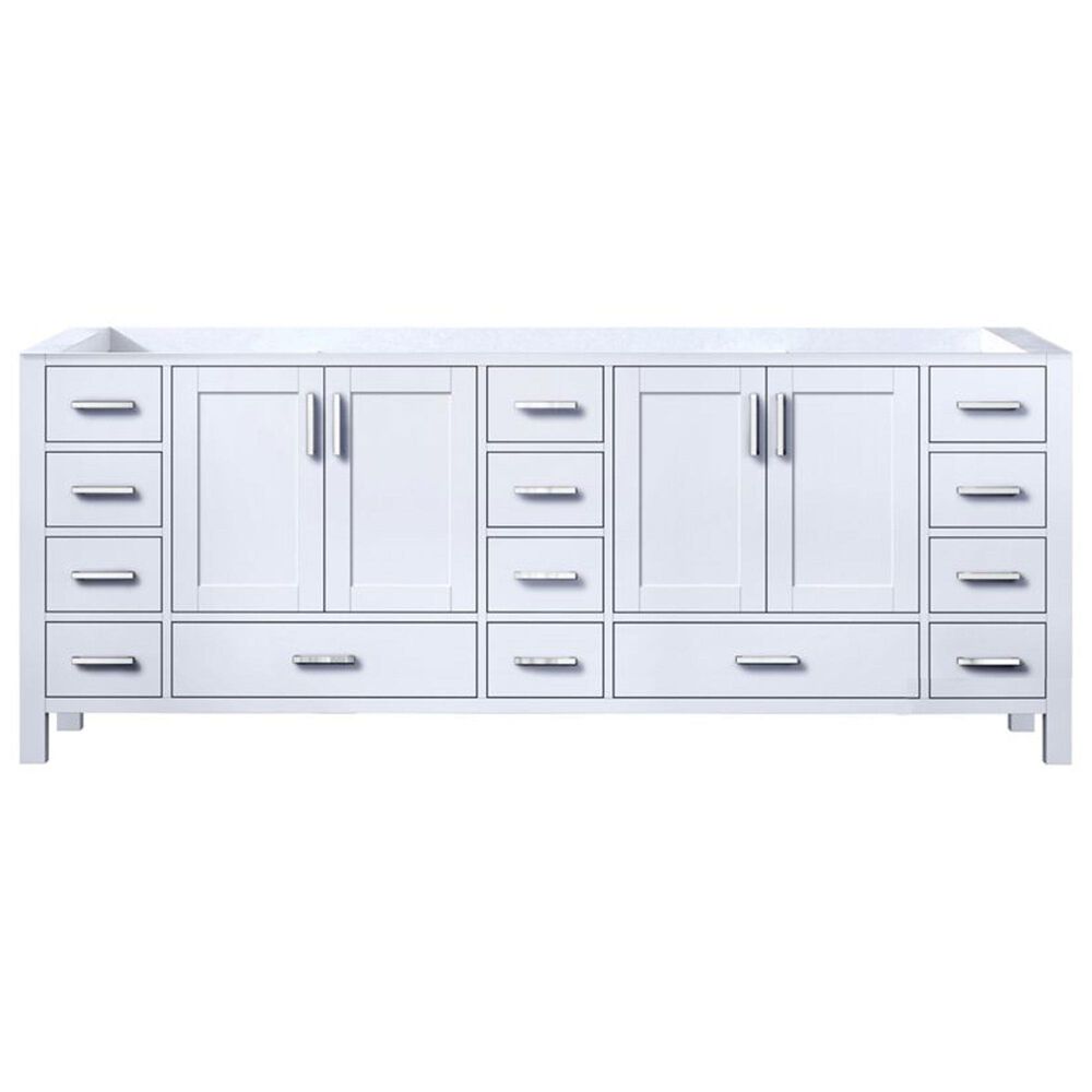 Lexora Home Jacques 84&quot; Double Bathroom Vanity in White with 2 cm White Carrara Marble Top and Rectangular Sinks, , large