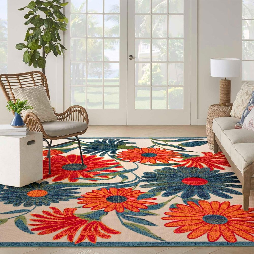 Nourison Aloha ALH33 3&#39;6&quot; x 5&#39;6&quot; Ivory and Multicolor Indoor/Outdoor Area Rug, , large