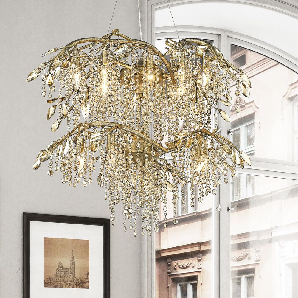 Golden Lighting Autumn Twilight 18-Light Chandelier in Mystic Gold, , large