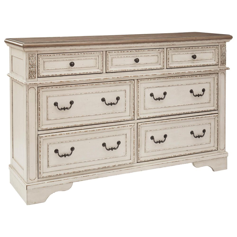 Ashley Realyn 5-Piece King Bedroom Set in Chipped White and Distressed, , large