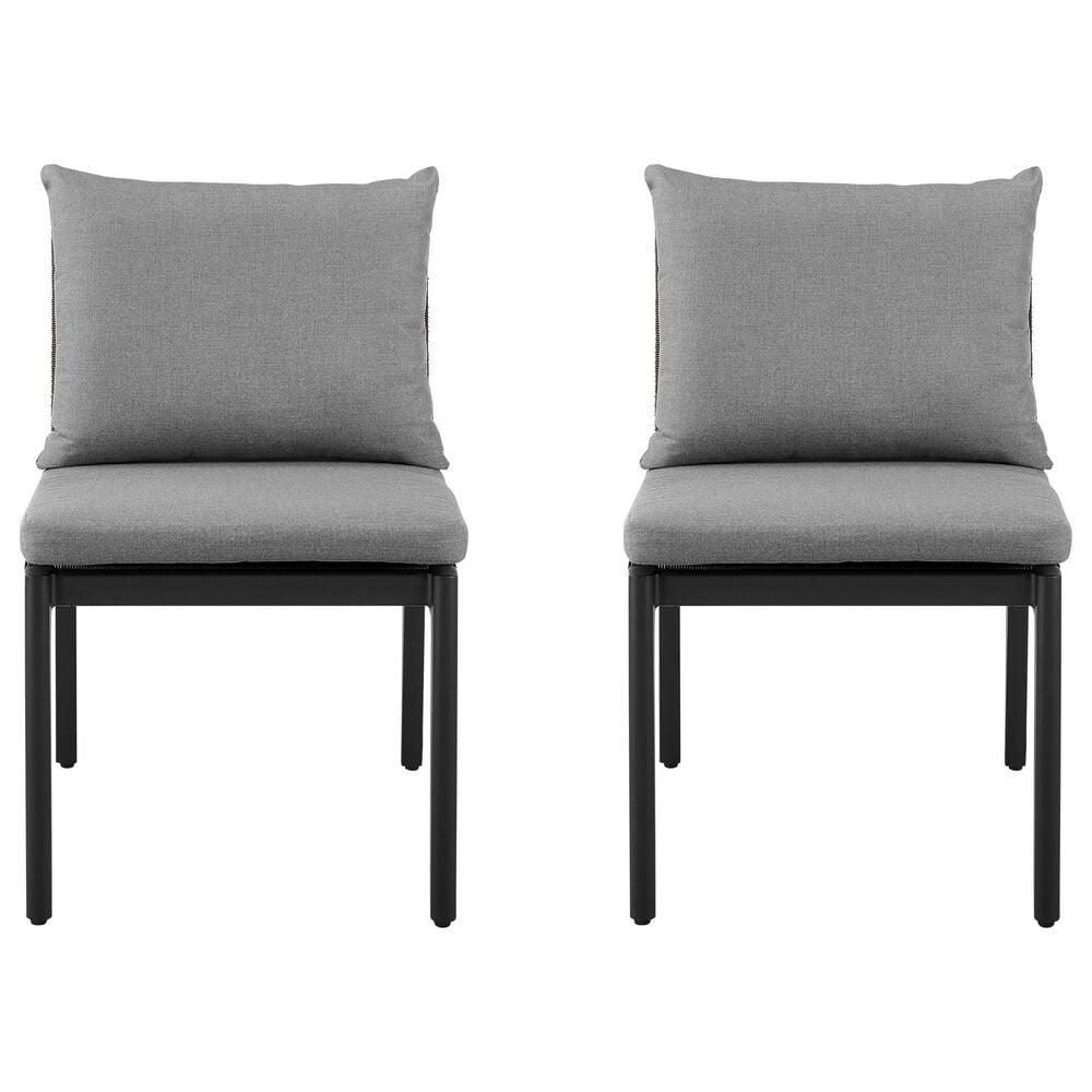 Blue River Cayman Outdoor Dining Side Chair with Dark Grey Cushion in Black (Set of 2), , large