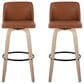 LumiSource Toriano Swivel Bar Stool with Camel Faux Leather Upholstery in Whitewashed and Black (Set of 2), , large