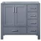 Lexora Home Jacques 36" Left Offset Single Bathroom Vanity in Dark Grey with 2 cm White Cultured Marble Top and Rectangular Sink, , large