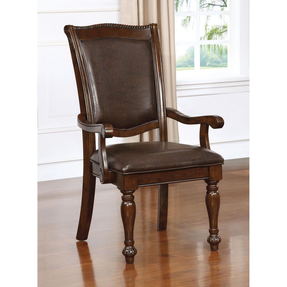 Furniture of America Tovar Dining Armchair in Brown Cherry &#40;Set of 2&#41;, , large