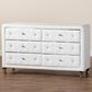 Baxton Studio Luminescence 6-Drawer Dresser with White Upholstered in Chrome, , large