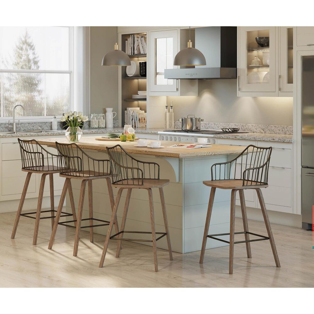 Hearth and Haven Winston Counter Stool in White Washed and Antique Copper, , large