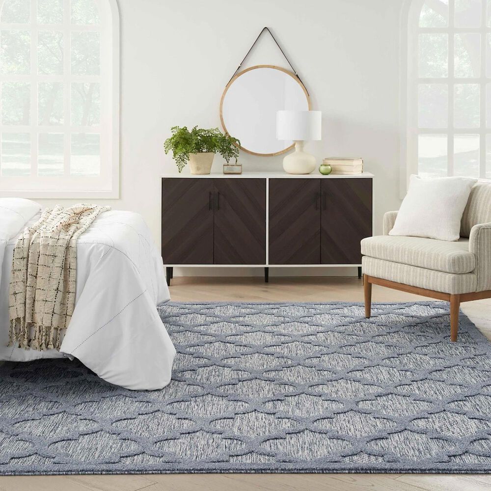 Nourison Easy Care 7&#39; x 10&#39; Denim Blue Indoor/Outdoor Area Rug, , large