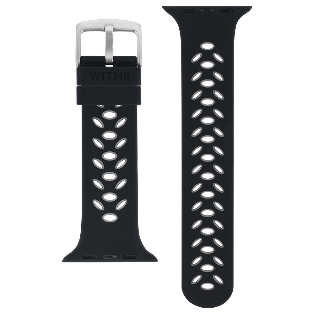 WITHit Silicone Sport Band for 42/44/45mm Apple Watch Series 1-7 in Black and Gray, , large