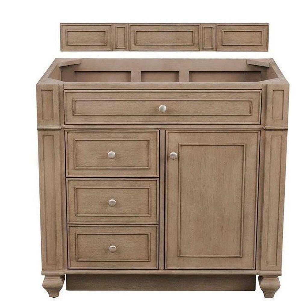 James Martin Bristol 36 Single Bathroom Vanity Cabinet In White Washed Walnut Nebraska Furniture Mart