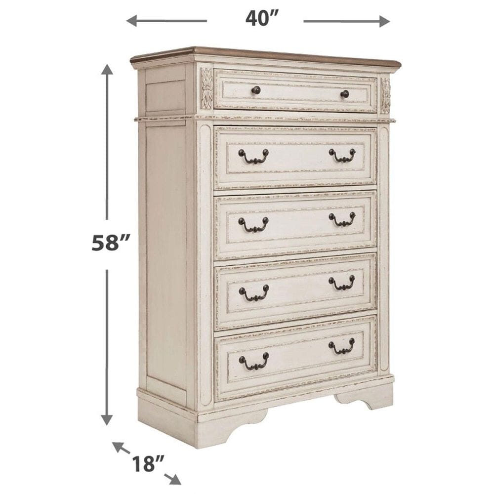 Ashley Realyn 5-Piece Queen Bedroom Set in Chipped White and Distressed, , large