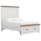 Ashley Savonport 5 Piece Full Storage Bedroom Set in White and Brown, , large