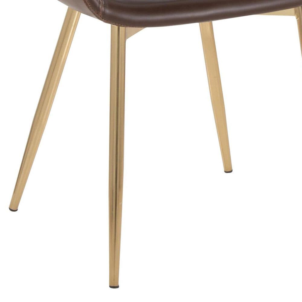 LumiSource Margarite Arm Chair with Espresso Faux Leather Cushion in Gold Metal  (Set of 2), , large