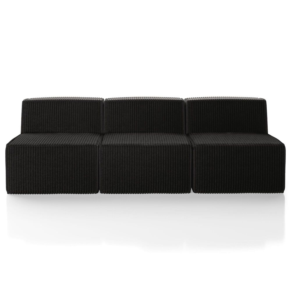 Furniture of America Facil 3-Piece Modular Armless Sofa in Black, , large