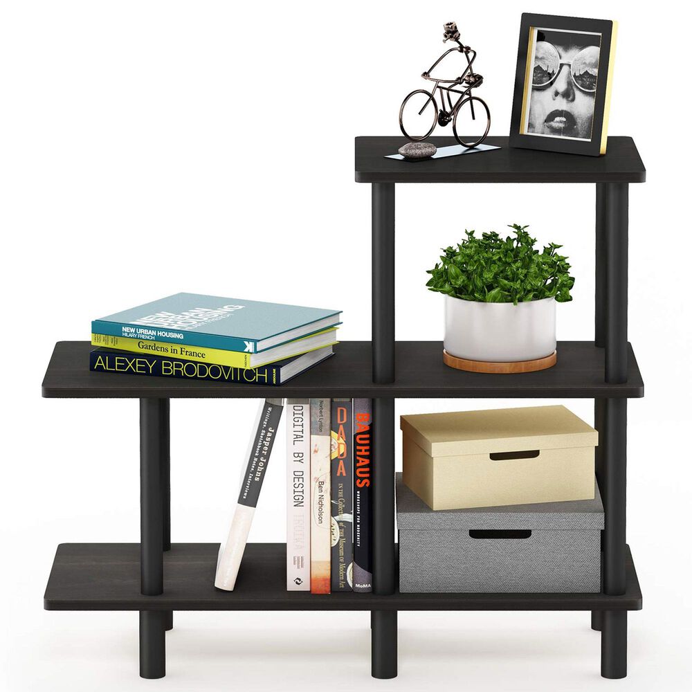 HOMLUX Turn-N-Tube 3-Tier Cube Ladder Display Rack in Espresso and Black, , large