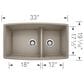 Blanco Performa 33" 1-3/4 Double Bowl Kitchen Sink with Low Divide in Truffle, , large