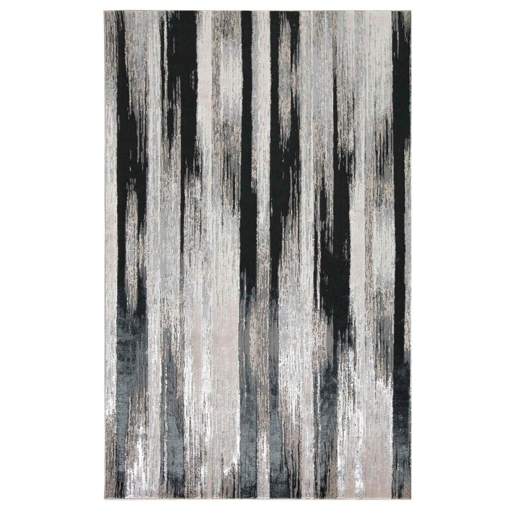 Feizy Micah 3338F 8" x 10" Black and Silver Area Rug, , large