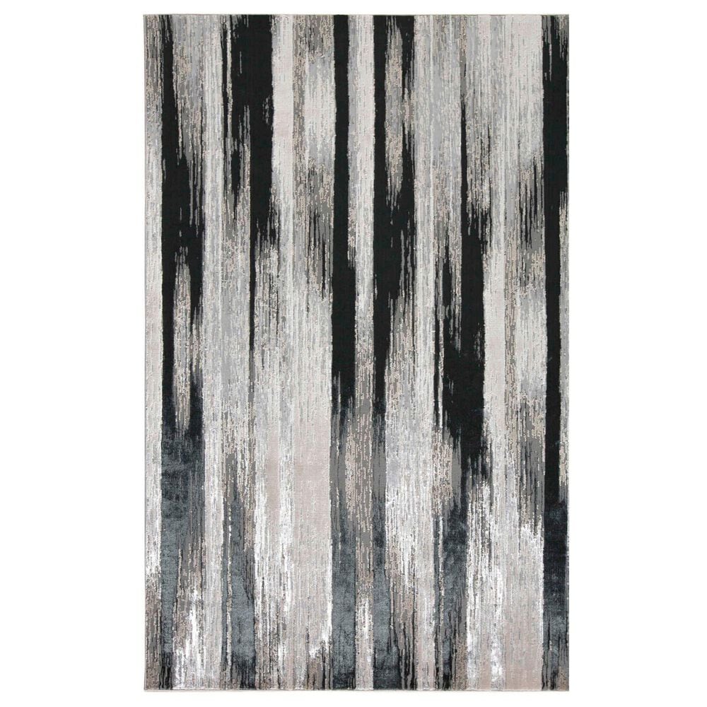 Feizy Micah 3338F 8" x 10" Black and Silver Area Rug, , large