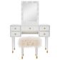 Linon Home Decor Geo Vanity with Stool in White, , large