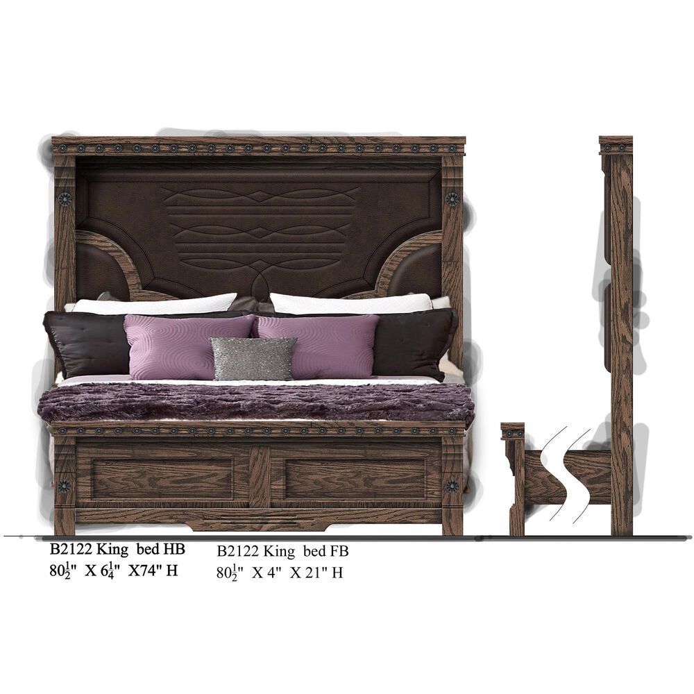 Sasha Lee Grand Teton 5 Piece Queen Bedroom Set in Warm Brown Oak, , large