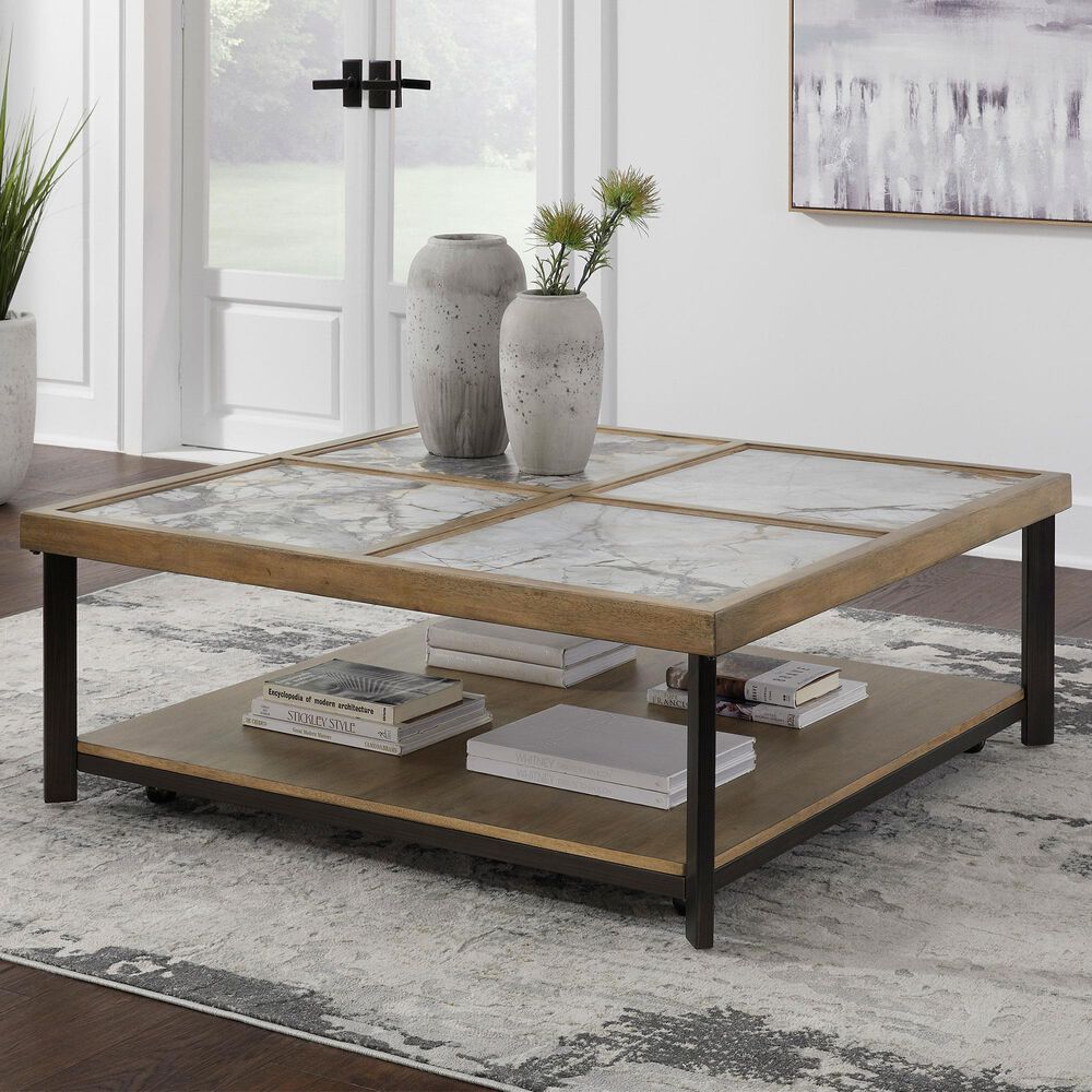 Ashley Montia Cocktail Table in Black and Light Natural, , large