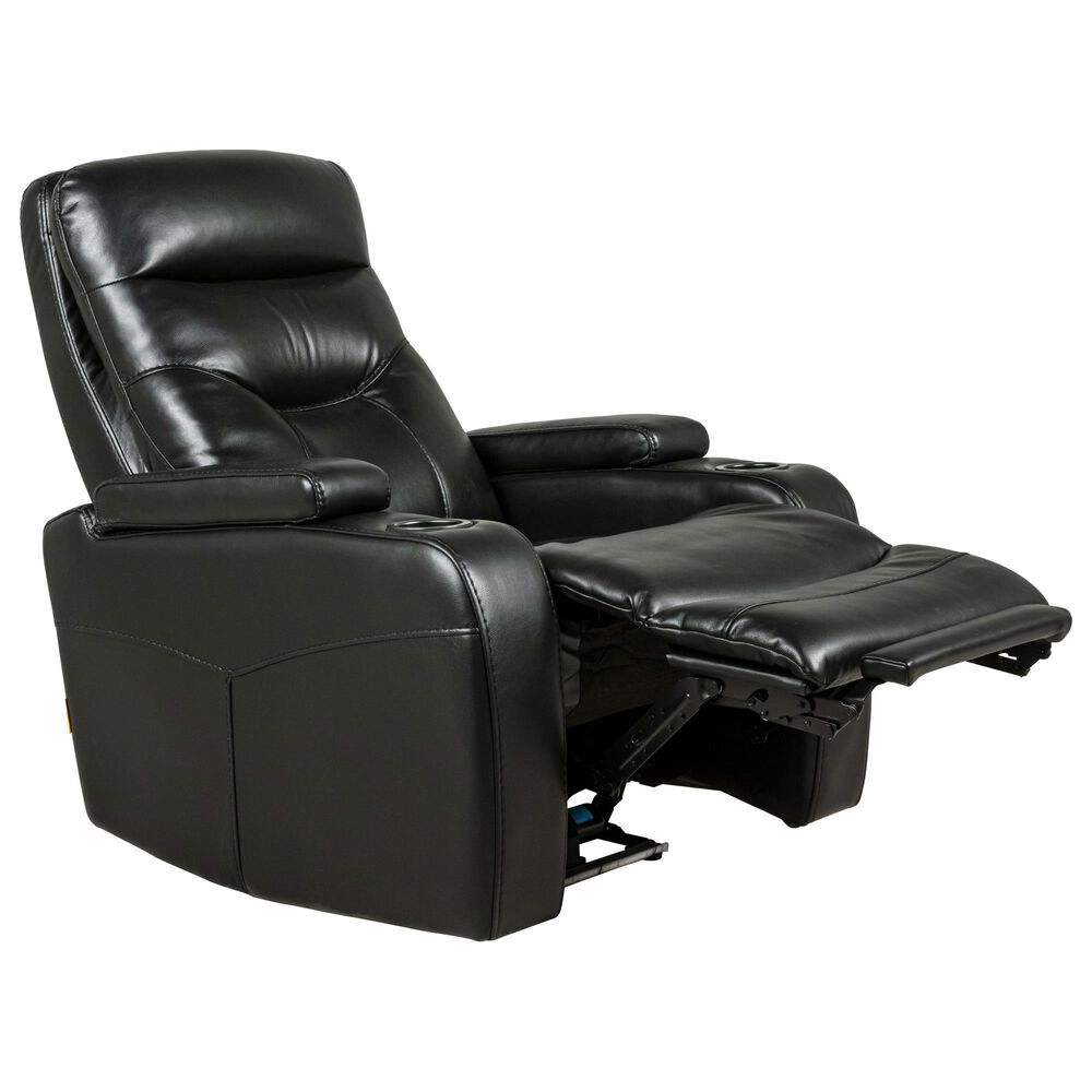 Oxford Furniture Power Home Theater Recliner with Power Headrest in Bolero Black, , large