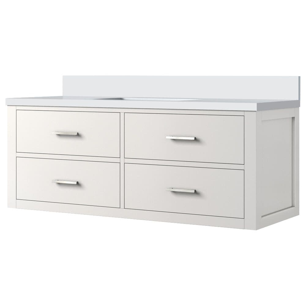Lexora Home Castor 48" Single Bathroom Vanity in White with 2 cm White Quartz Top and Rectangular Sink, , large