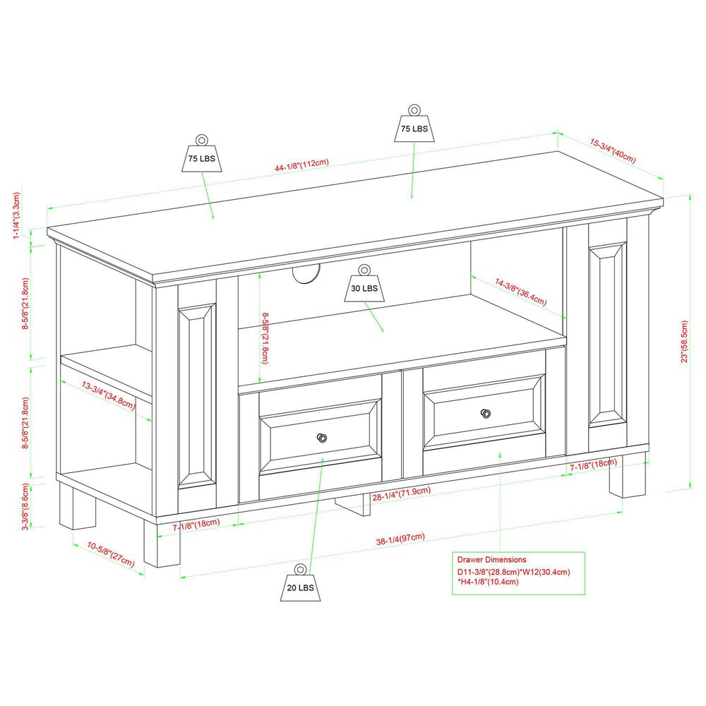 Walker Edison Columbus 44" Traditional Wood TV Stand Nebraska