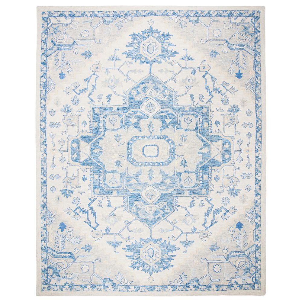 Safavieh Micro-Loop 8" x 10" Ivory and Blue Area Rug, , large
