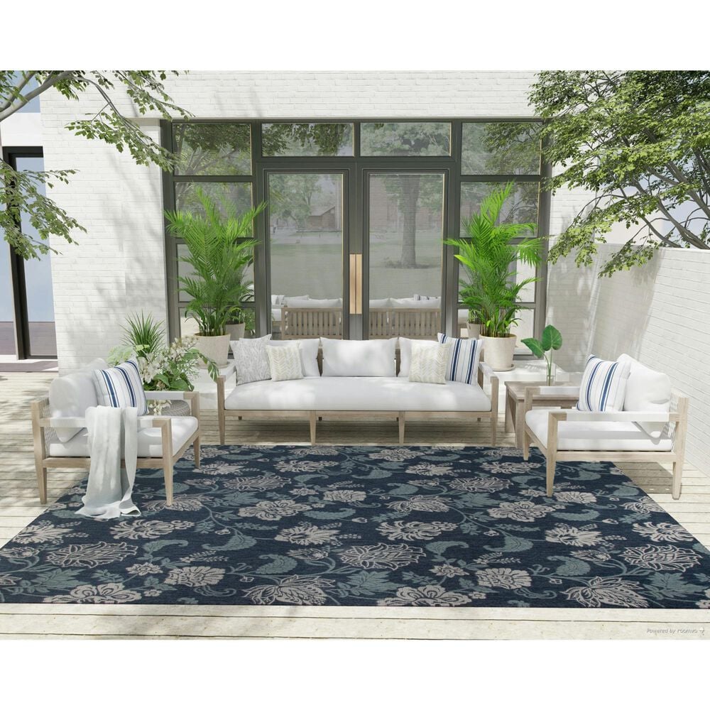Nourison Garden Oasis GOA03 Navy 8&#39; x 10&#39; Indoor/Outdoor Area Rug, , large