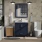 Lexora Home Jacques 30" Single Bathroom Vanity in Navy Blue with 2 cm White Carrara Marble Top and Rectangular Sink, , large