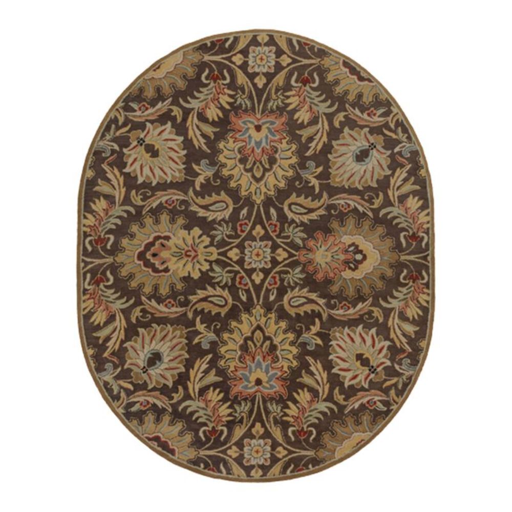 Surya Caesar CAE-1028 8" x 10" Oval Brown, Garnet and Camel Area Rug, , large