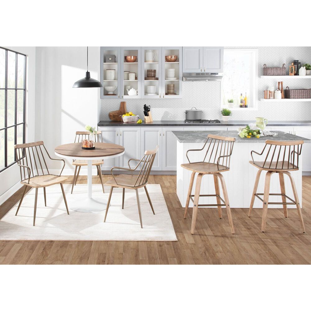 LumiSource Preston Swivel Counter Stool in Whitewashed and Antique Copper, , large