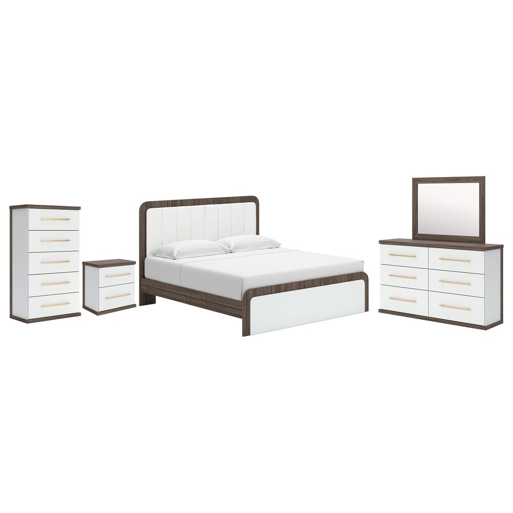Ashley Kendanport 5 Piece King Bedroom Set in Brown and White, , large