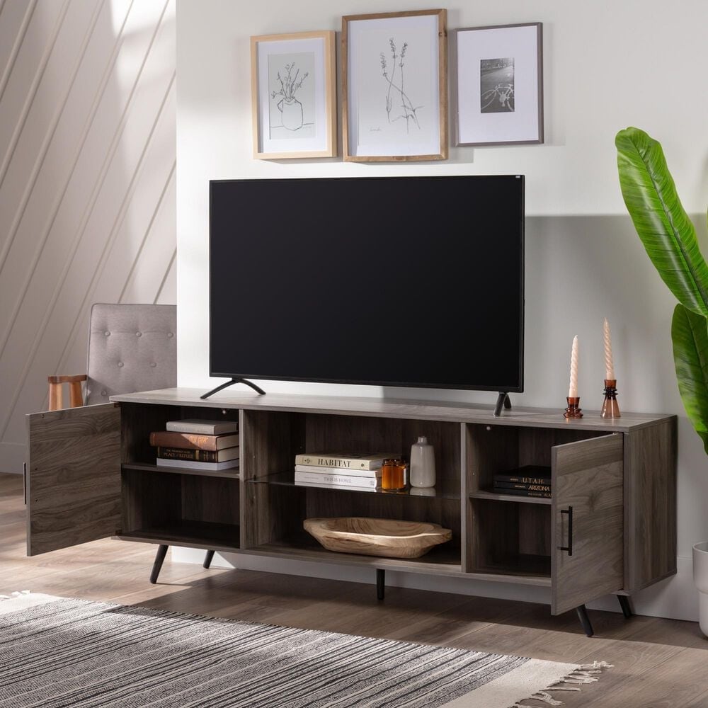 Walker Edison Nora 70&quot; TV Stand in Slate Grey, , large