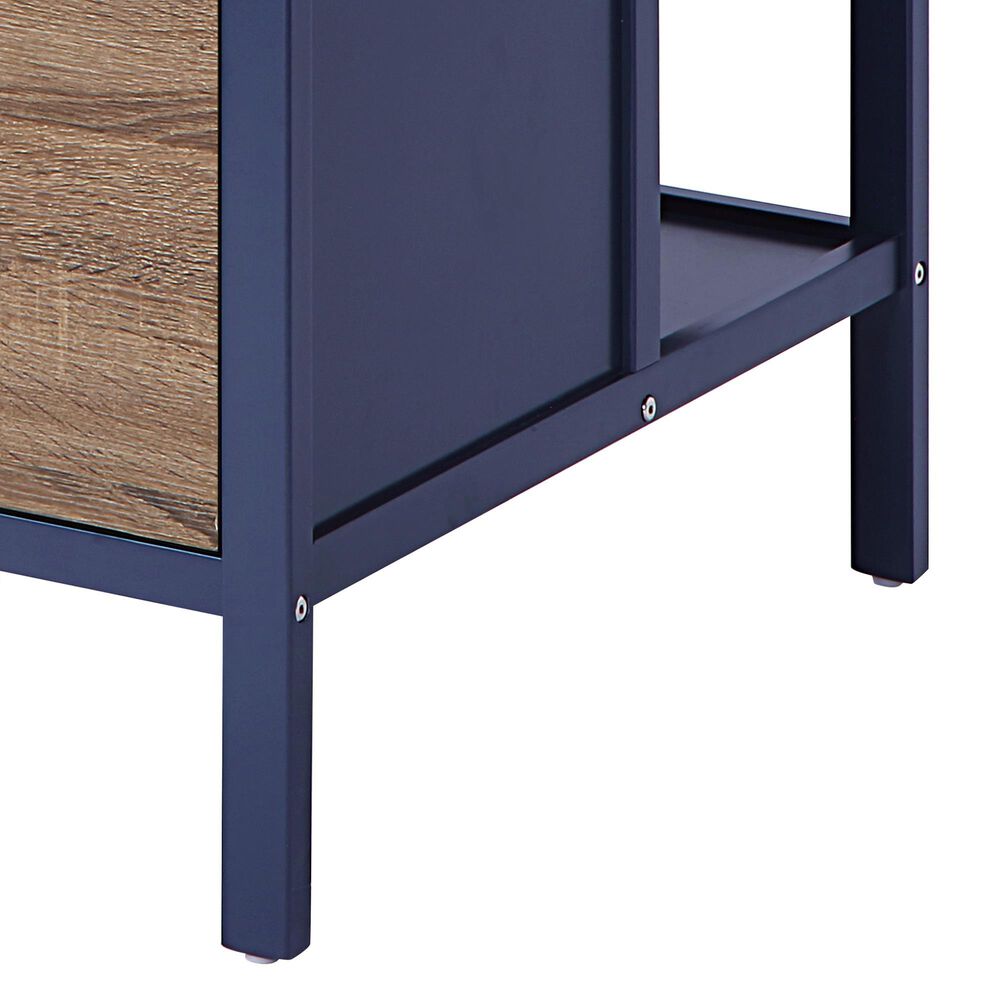 Hearth and Haven Connelly 4-In-1 Convertible Crib with Changer Combo in Midnight Blue and Vintage Walnut, , large