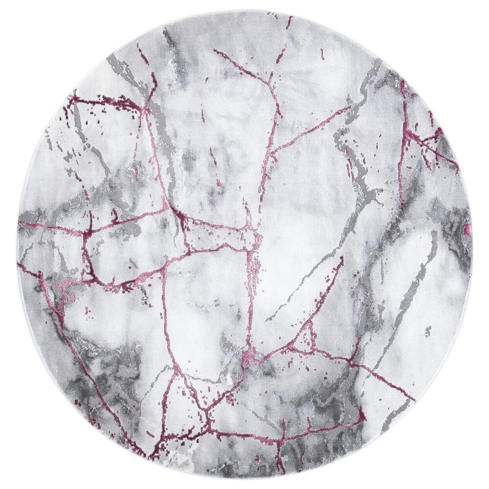 Safavieh Craft CFT877S 4" Round Grey and Wine Area Rug, , large